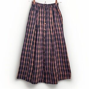 Vintage 90s Las Manos Handwovens Cotton Button Front Midi Skirt Small
